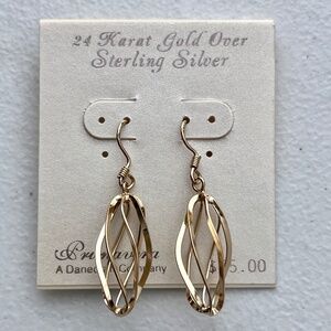 Primavera Women's 24 Karrot Gold Over Sterling Silver Dangle Pierced Earrings